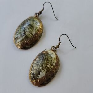 Elegant Gold & Sea Green Dangle Earrings